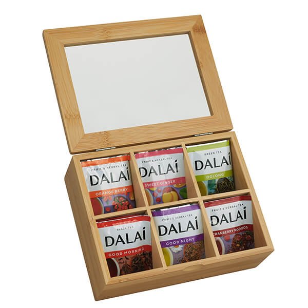 קופסת תה במבוק עם 6 תאים – עיצוב חמים, טבעי ושימושי שישתלב בכל בית